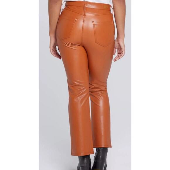 Seven7 Vegan Faux Leather Cropped Pants walnut orange sz 8 New - Picture 2 of 7